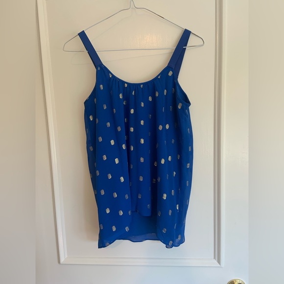 LILY PULITZER Blue & Gold Blouse with Zipper - Picture 2 of 3